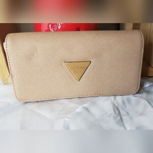 Guess Tan Women's Wallet with Gold Accent